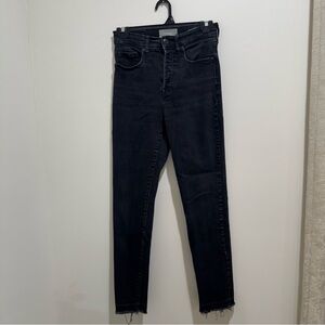 Everlane The Cigarette Jean Black High Rise Raw Hem Size 27